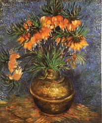 Vincent Van Gogh Imperial Crown Fritillaria in a Copper Vase